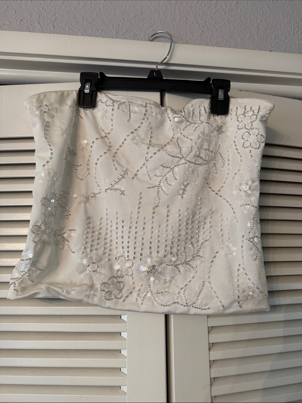Ivory Sequin Embellished Mini Skirt